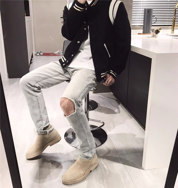 Aviator Wool Jacket Spring And Autumn Black And White Stitching - Image 3