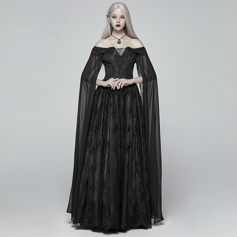 Cape Sleeve Off-neck Victoria Dress