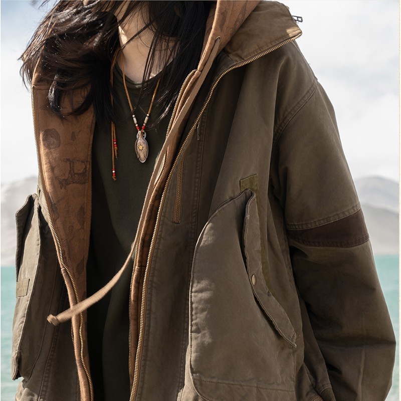 Silhouette Splicing Washed Old Cotton Clothes