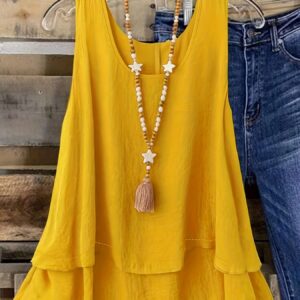 Self-pick-up Plus Size Women's Solid Colour Summer Sleeveless Shirt Casual Lightweight Tank Top  Only Self-pickup Is Supported