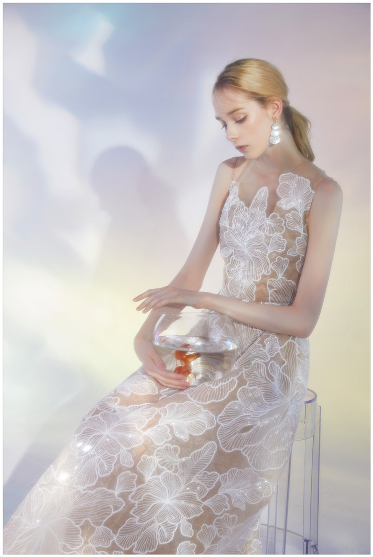 Mesh Ladies Handmade Lace Dress Sleeveless - Image 3