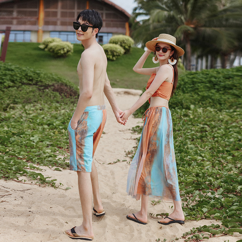 Couple Swimwear Women's Summer Bikini Three-piece Set Gathered Cover Belly Thin - Image 4