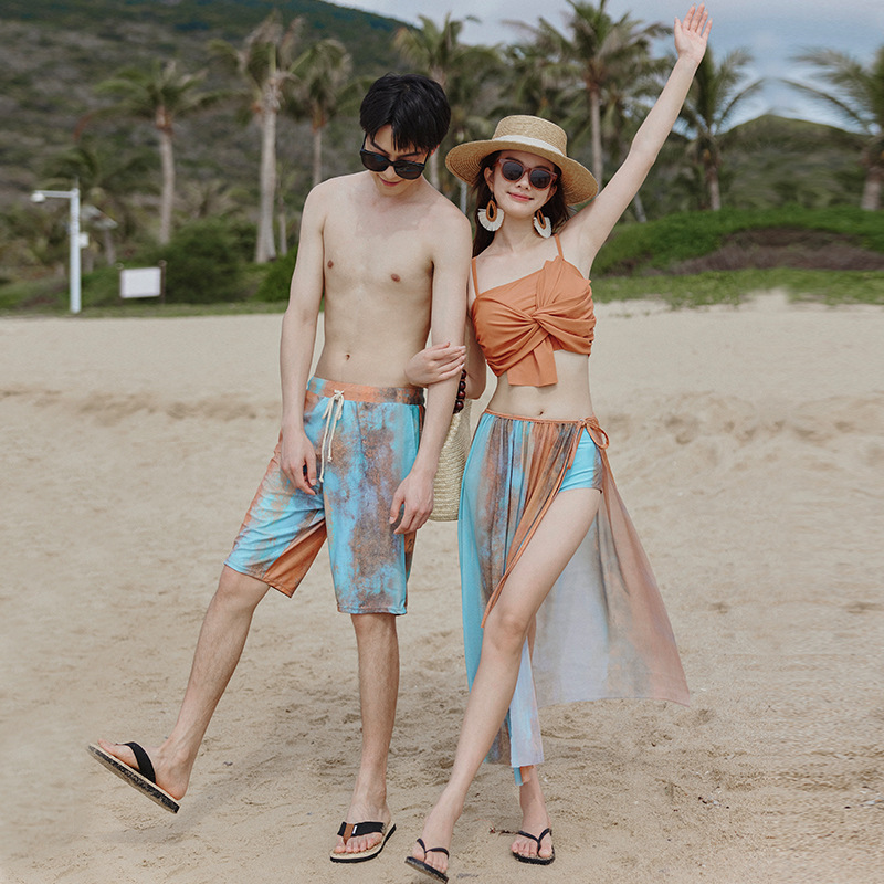 Couple Swimwear Women's Summer Bikini Three-piece Set Gathered Cover Belly Thin - Image 6