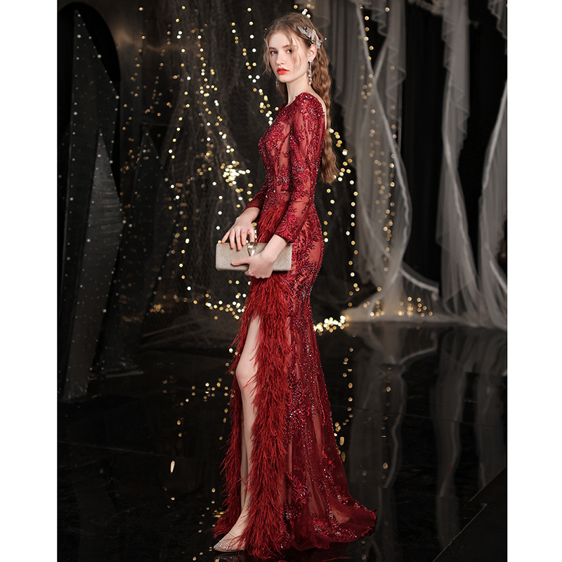 Queen Temperament Evening Dress Female Fishtail Red Heavy Industry - Image 2
