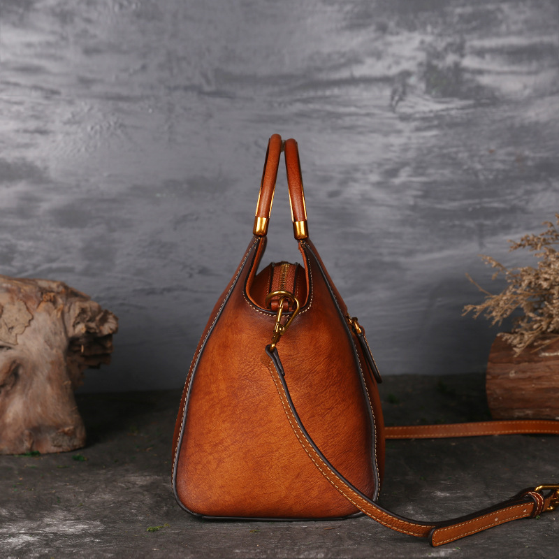 Genuine Embossed Leather Messenger Top Handle Bag Retro Handbag Totem Pattern High Quality Natural Skin Women Shoulder Tote Bags - Image 4