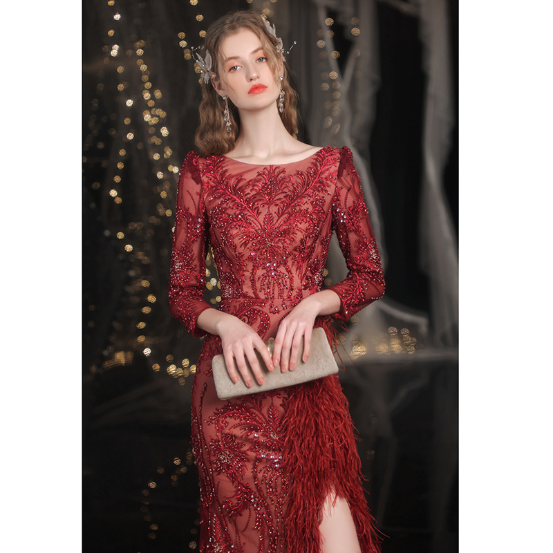 Queen Temperament Evening Dress Female Fishtail Red Heavy Industry - Image 6