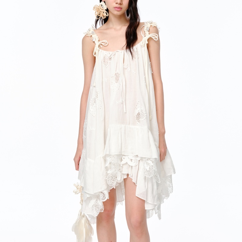 Lemon Hollow Embroidered Short Strap Dress - Image 5