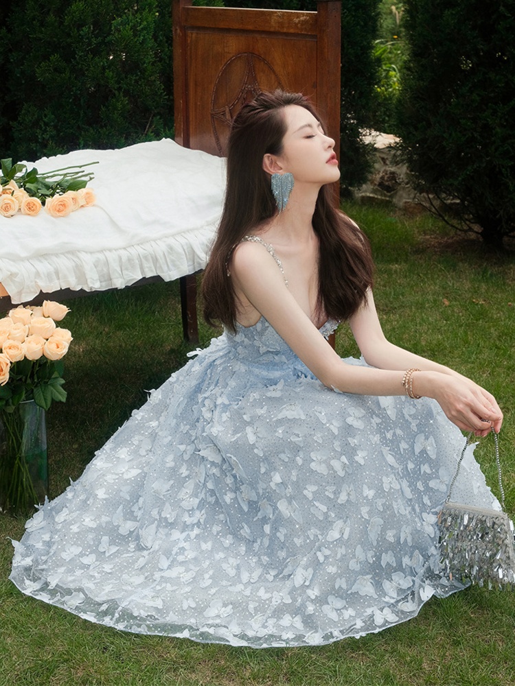 Women's Crystal Suspender Birthday Engagement Cocktail Dress - Image 4