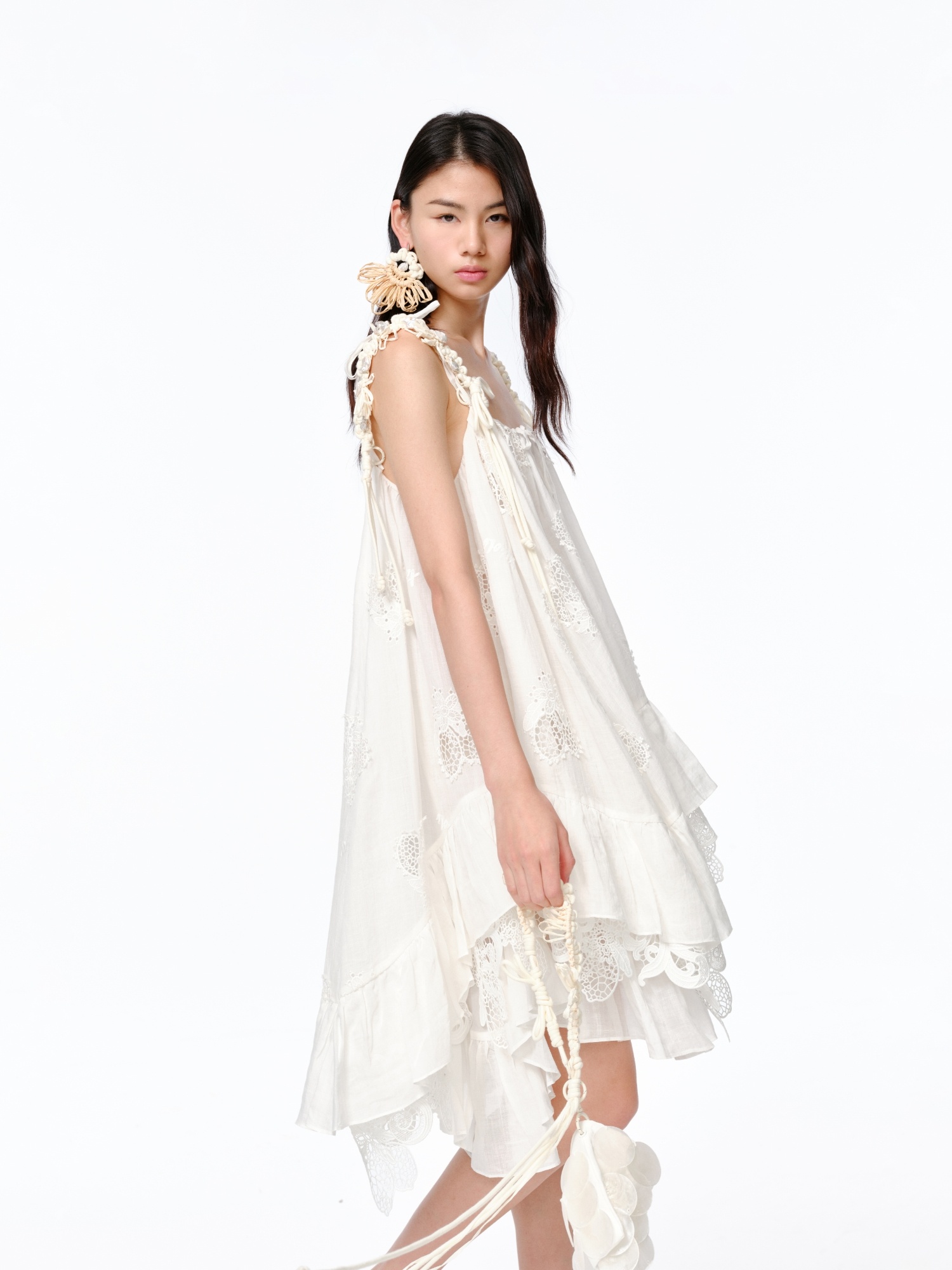 Lemon Hollow Embroidered Short Strap Dress - Image 2