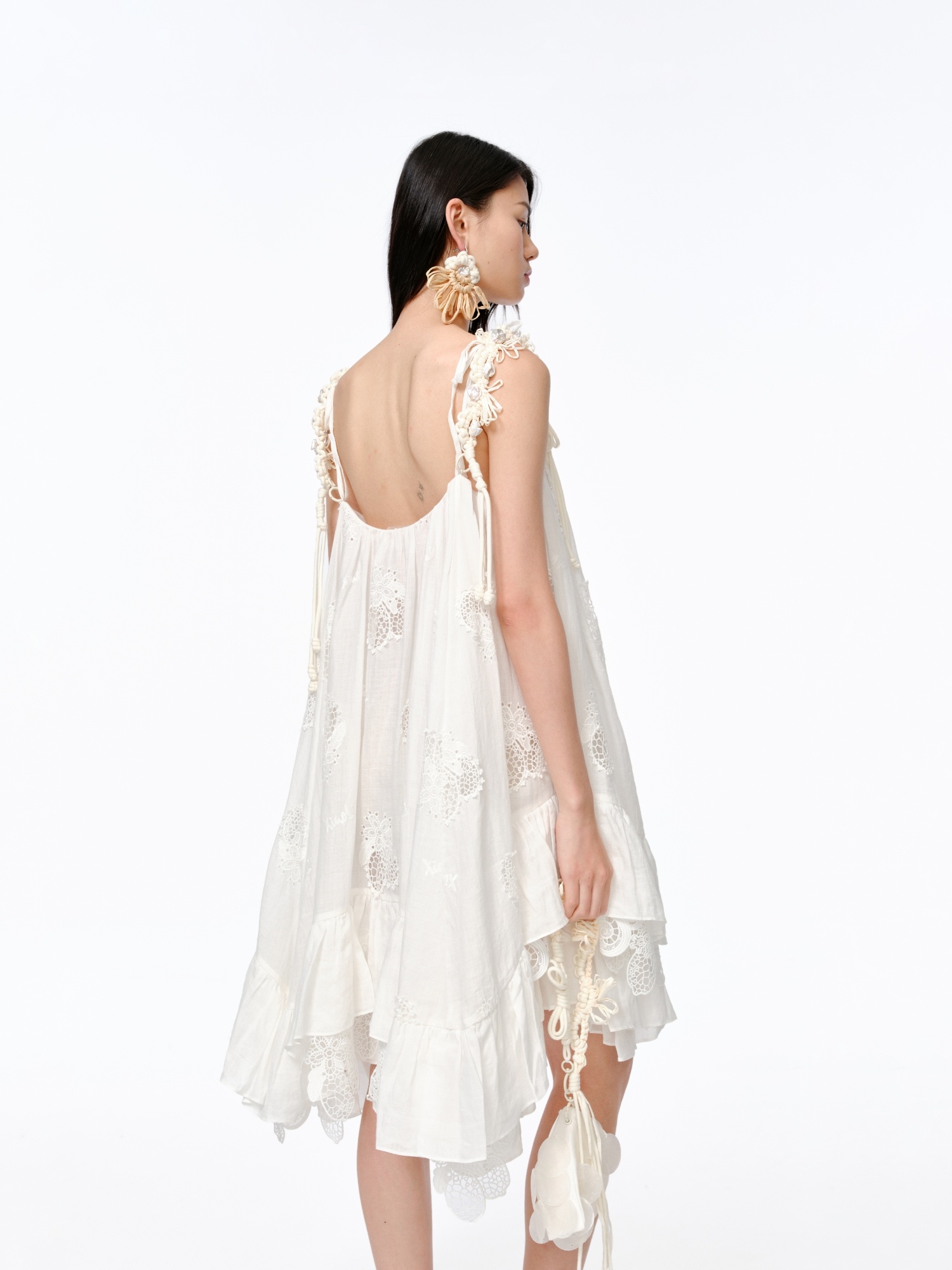 Lemon Hollow Embroidered Short Strap Dress - Image 3